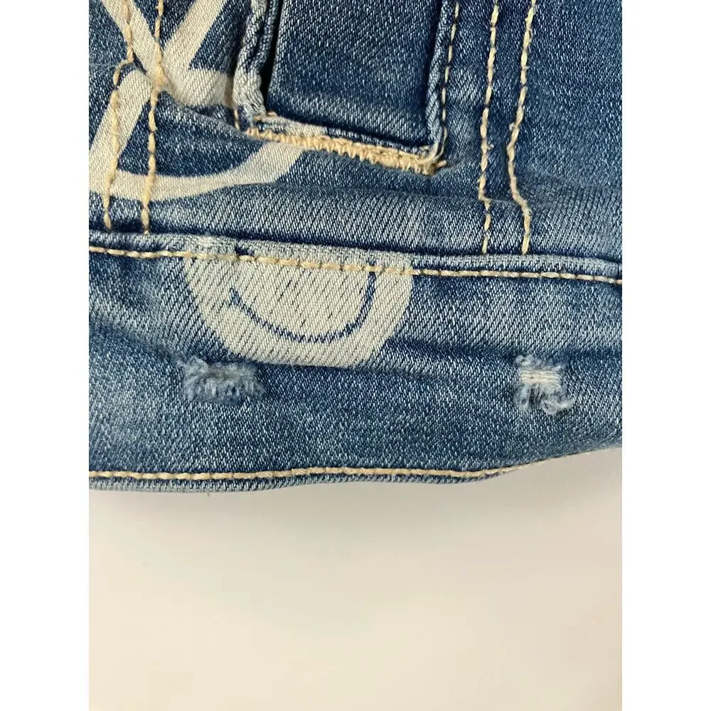 Justice x Stranger Things Girls S 7/8 Denim Jacket Peace Smiley Netflix